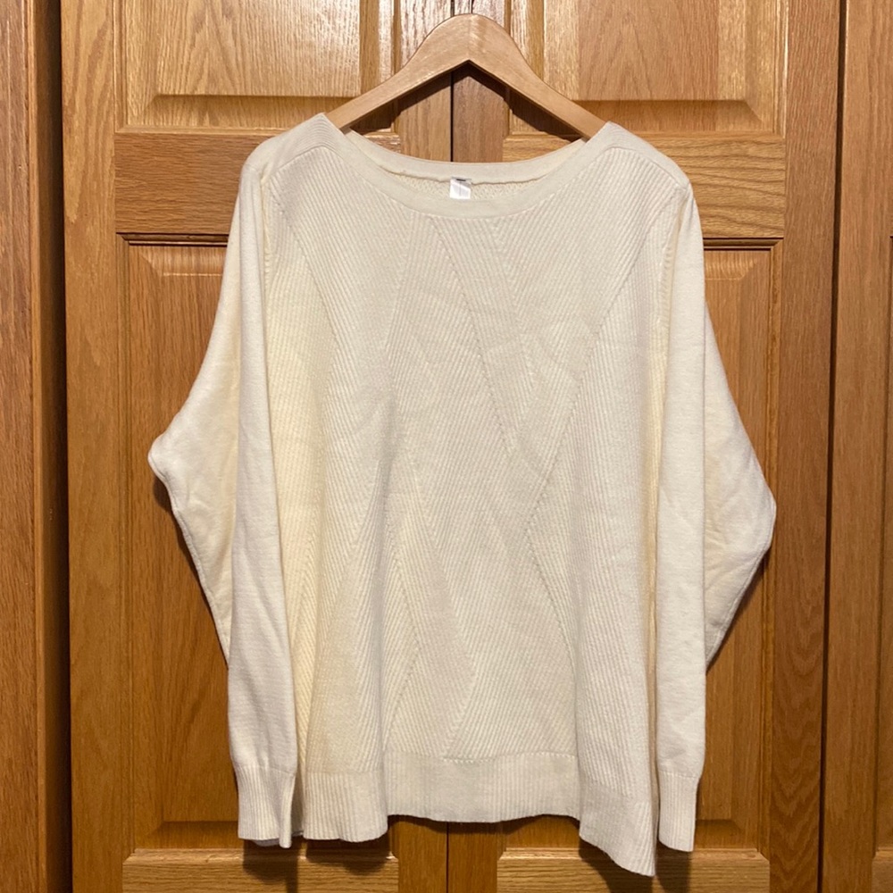 MarlaWynne oversized Langenlook style cream colored sweater size 1X